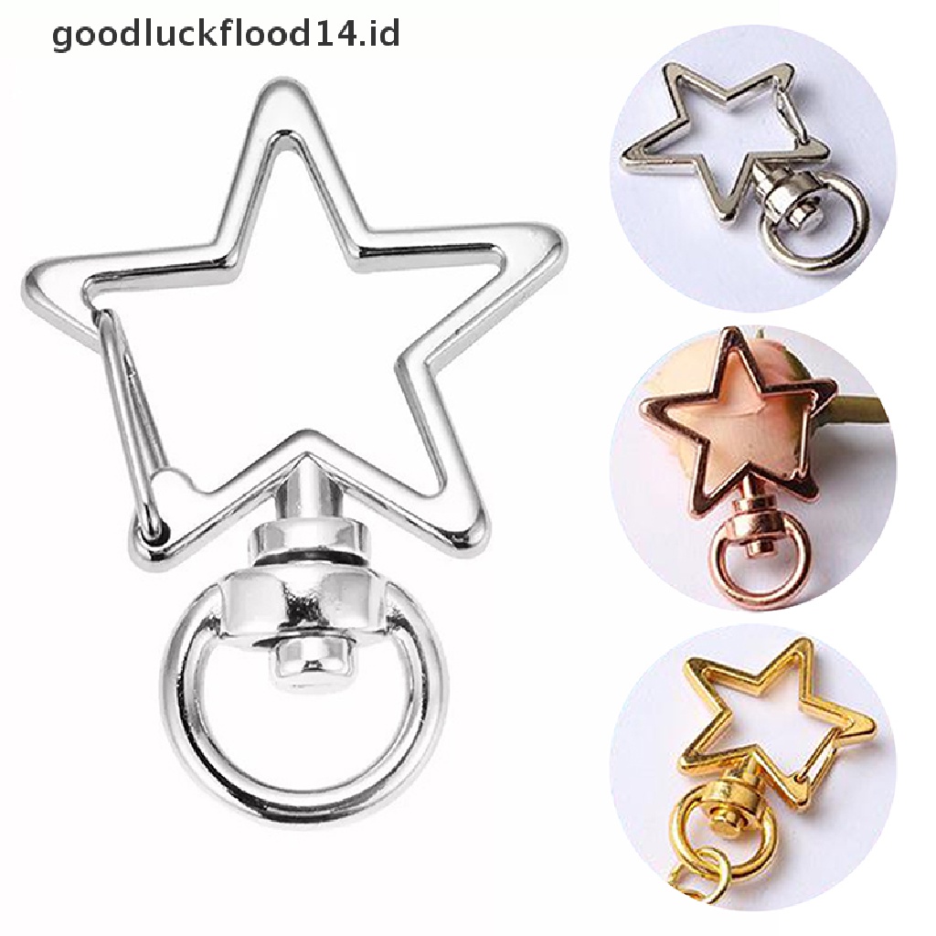 [OOID] 10pcs New Star Hollow Key Chain Key Ring keychain DIY Accessories Lobster Clasp ID