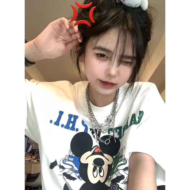 THISTLE - Oversize Tee Tshirt Wanita Model Longgar Motif Mickey Vintage