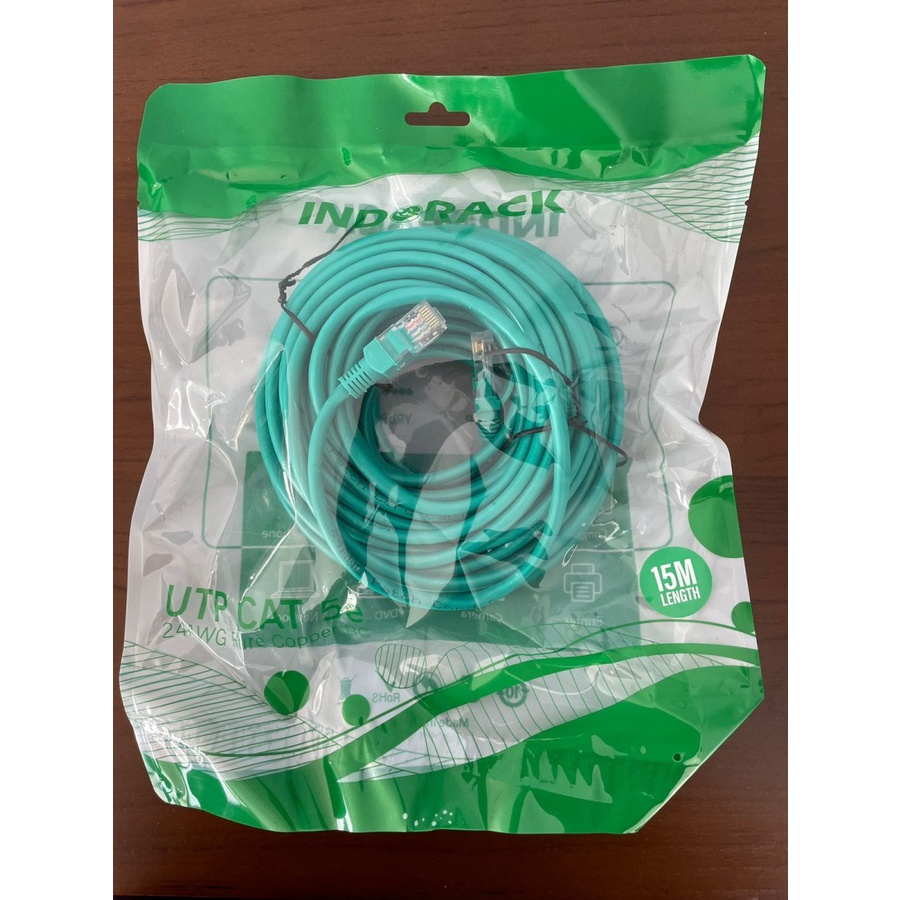 INDORACK PATCH CORD UTP CAT 5e - KABEL LAN CAT5e 15 METER HIJAU