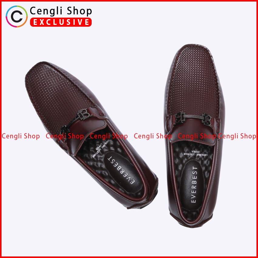 SEPATU LOAFER EVERBEST PRIA ORIGINAL PANSUS BRANDED MERAH MAROON EM09