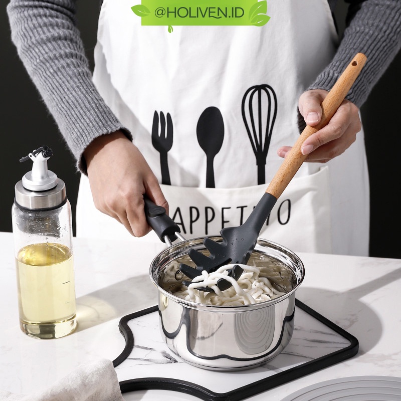 Holiven Spatula Sutil Sodet Capitan Jepitan Scraper Whisk Sendok Utensil Centong Alat Masak Dapur-3