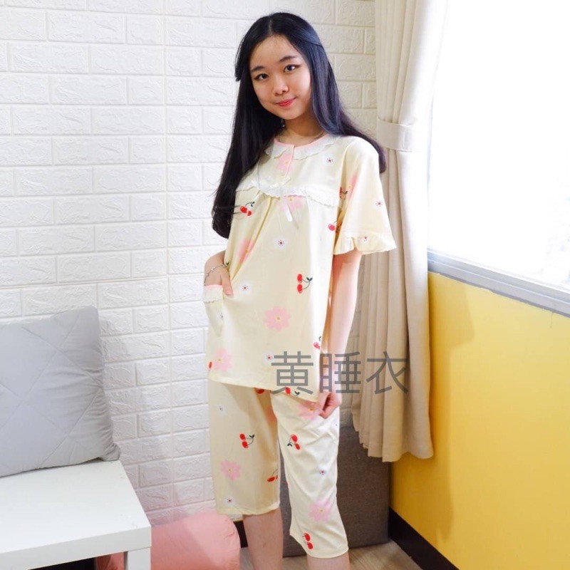 Piyama Celana  Pendek  Baju Santai Model  Kaos  Bahan  Import 