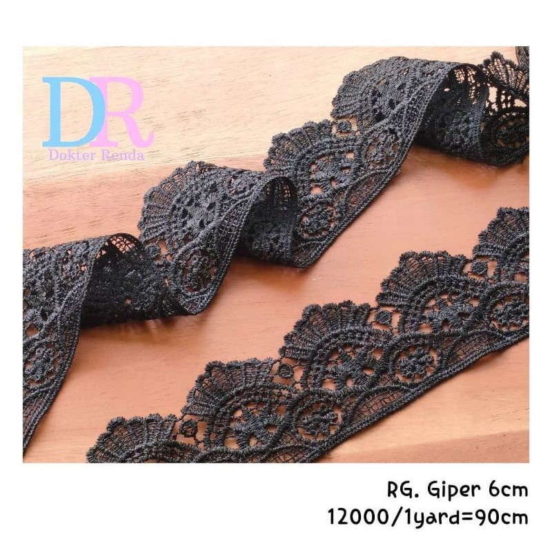 renda giper hitam 6cm