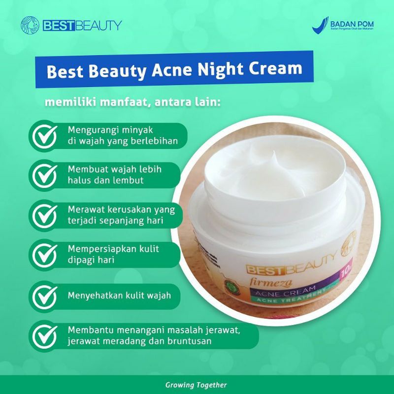 Night Cream Best Beauty / Krim Malam Glowing Brightening / Acne Skincare BPOM