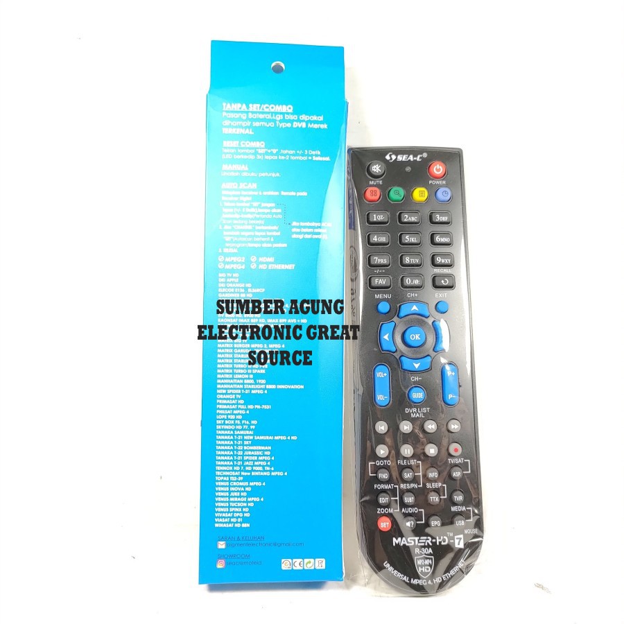 Remot Parabola SEAC Receiver Reciver DVB S1 S2 R30A Remot Tanpa Batas