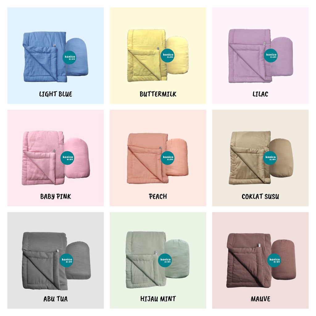 KONICO Bedcover Tas Single bahan Katun KOREA AESTHETIC ( tanpa Sprei ) Size 140 x 200 TWO TONE POLOS