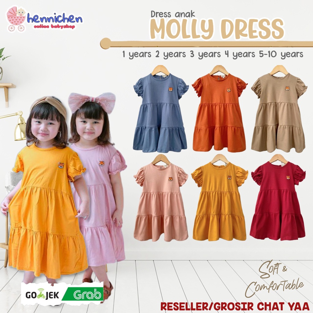 PROMO 11.11 Dress Anak Smilee Molly Size 1-5Th / Dress Anak Perempuan Moly Bahan Katun / Dress anak Perempuan Lucu