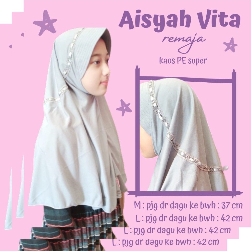 Jilbab Vania seri AISYAH VITA size L (10 - 13 thn)  / kerudung anak kaos / hijab anak