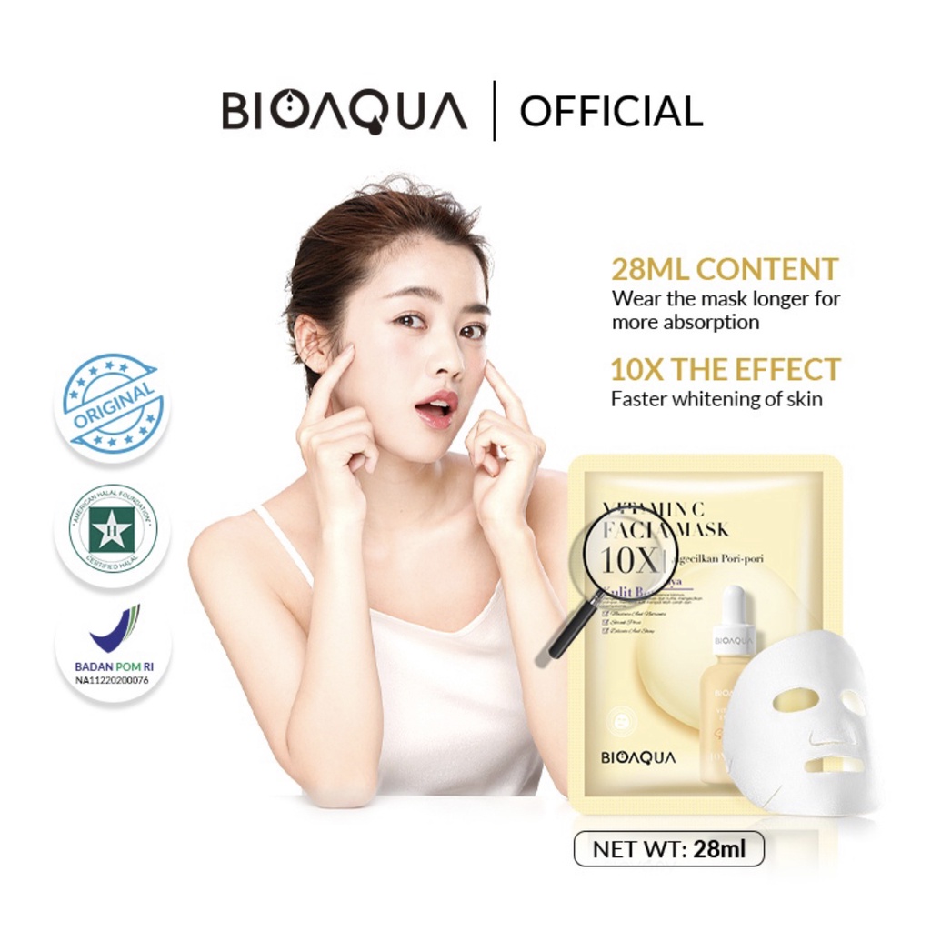 BIOAQUA Essence Mask 10x the effect Whitening Moisturizing SKIN CARE Sleeping MASKER wajah Sheet MASK 25g