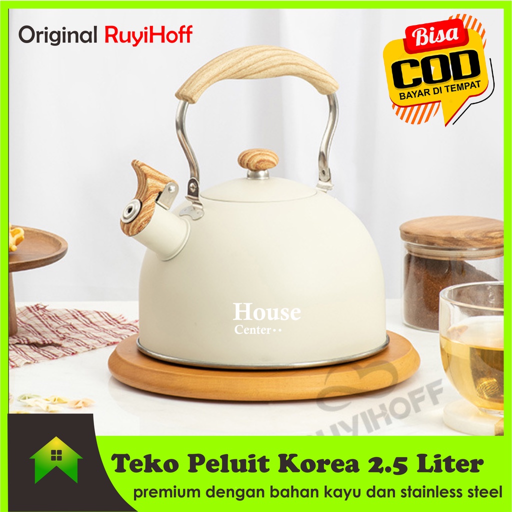 Teko Peluit 2.5 Liter Original Ruyihoff dengan handle kayu premium/teko model korea terbaru/panci pe