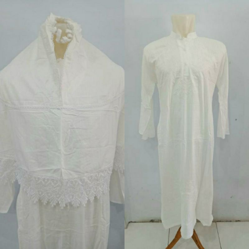 Baju Gamis Ihrom Putih Wanita / Perlengkapan Haji Umroh Ibu