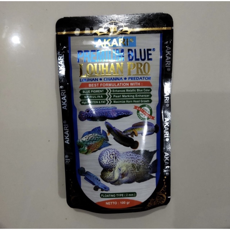 Pelet Akari Premium Blue Channa Floating type 2mm Chichlid Repack