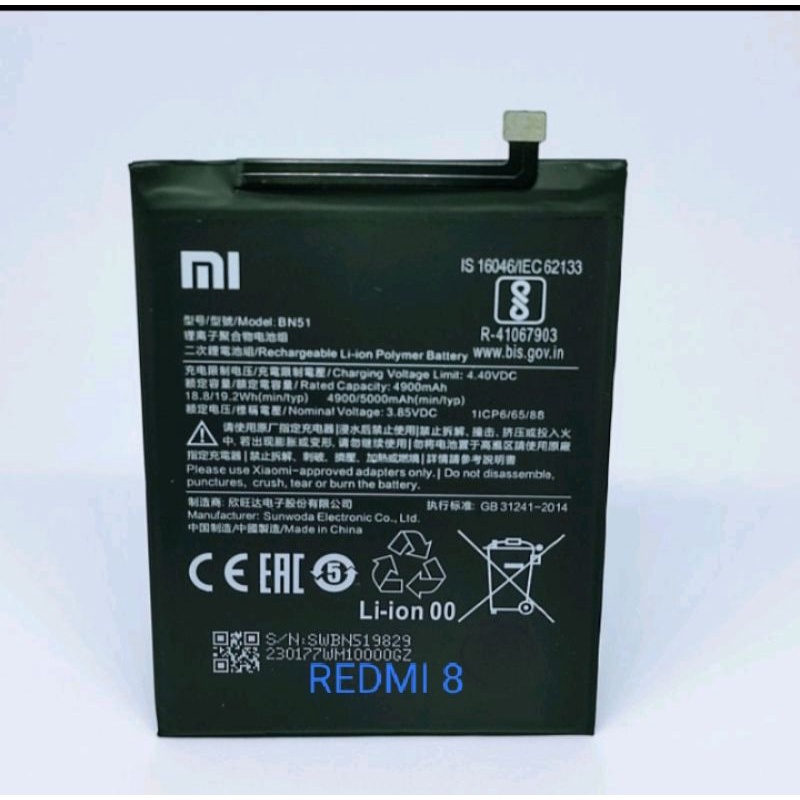 BATRE BATERAI BATERY XIAOMI REDMI 8/BN51 ORIGINAL