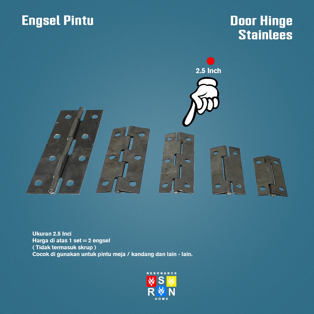 Engsel Kupu Plat Besi 2.5 Inci Hinges Resonance Home