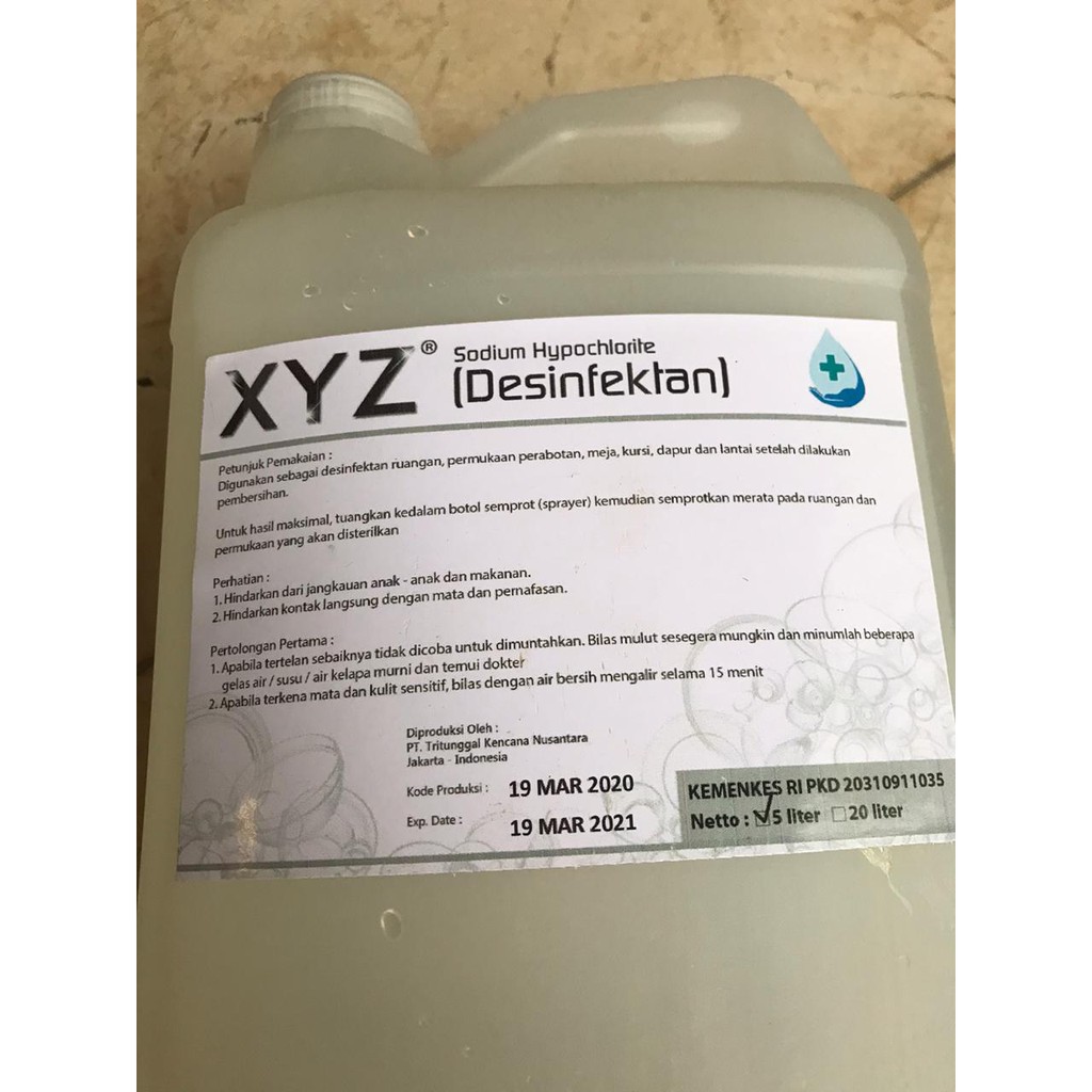 XYZ Disinfektan 5Liter (free lap microfiber)