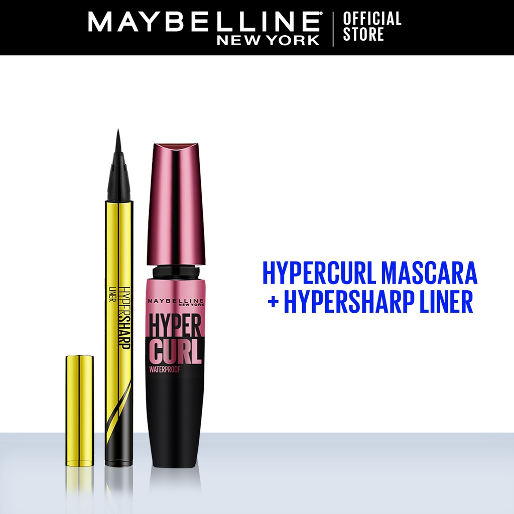 Maybelline Volum Express Waterproof Hypercurl Mascara + Hypersharp Liquid Liner Eyes Make Up