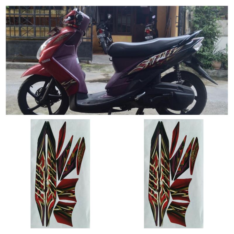 stiker striping yamaha mio soul 2010 hitam merah