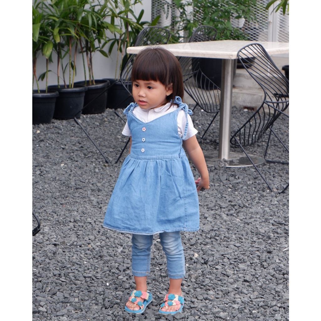 CARVA TERBARU ATASAN ANAK DRESS ANAK JEANS TALI MALIKA ATASAN SOFT JEANS 1-5 THN REALPICT