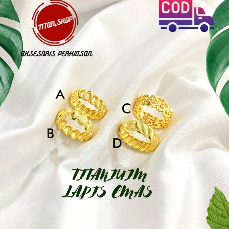cincin titanium Lapis Emas 24k Cincin titanium wanita aksesoris wanita dewasa Cincin wanita