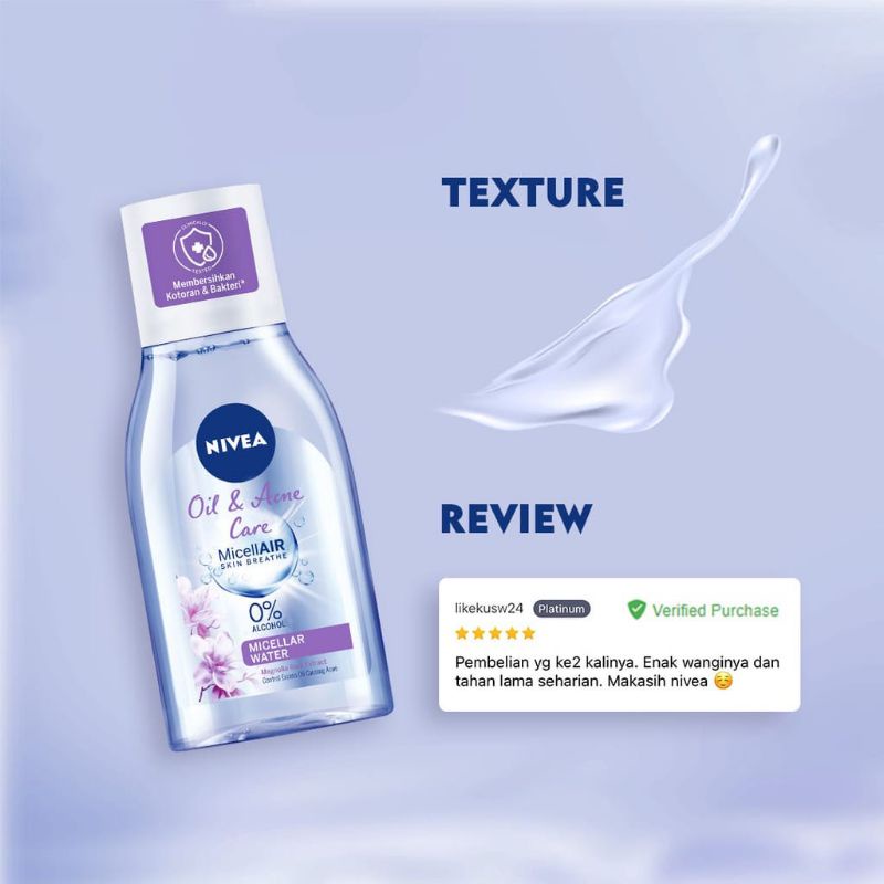☘️Yuri Kosmetik☘️ NIVEA MICELLAIR OIL &amp; ACNE CARE 125ML
