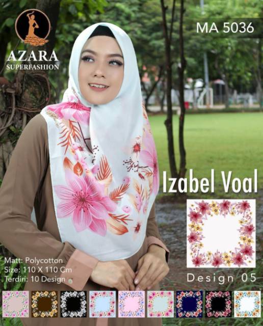 Jilbab segiempat motif / segi empat motif katun azara motif-7