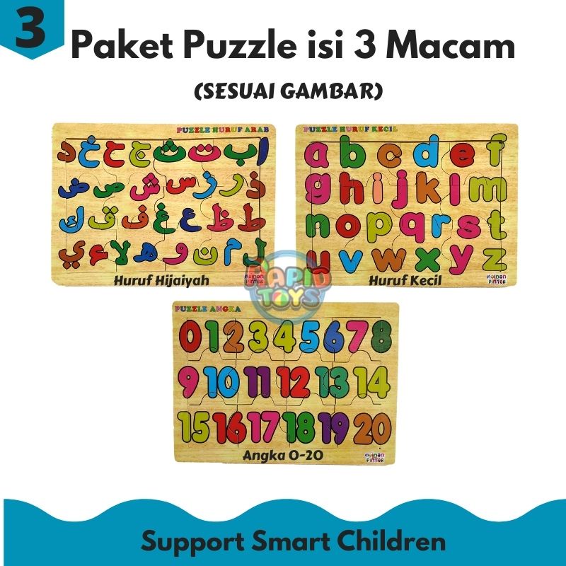 Puzzle Kayu Paket Isi 3 Dan 4 Rapid Toys Murah Bisa COD