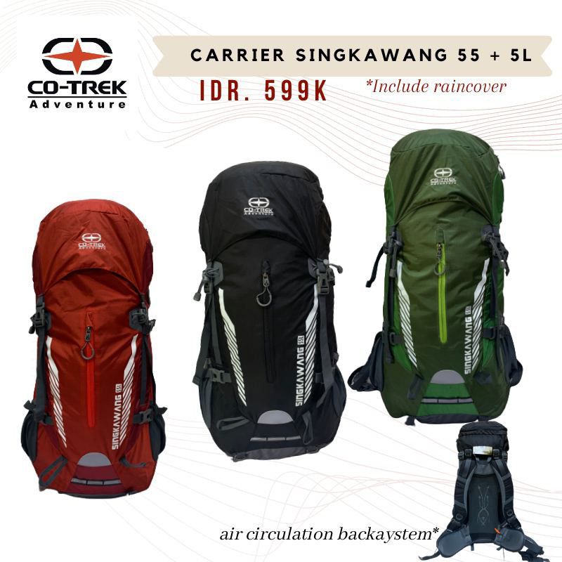 Tas Gunung Carrier Co-Trek Singkawang 55L Free Raincover