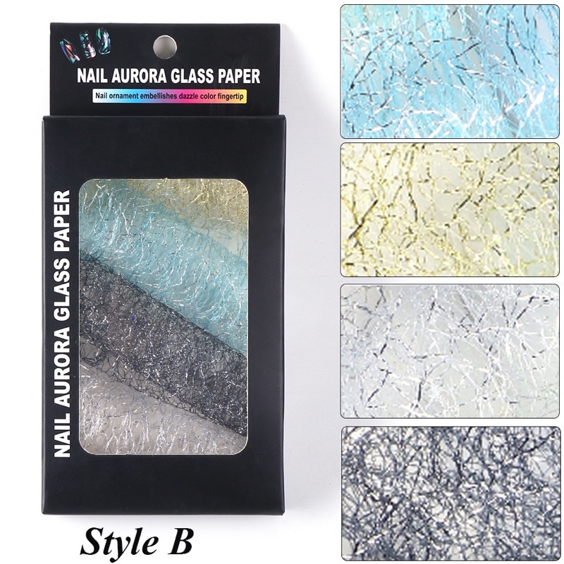 4 WARNA NAIL STRING AURORA GLASS PAPER KERTAS JARING ABSTRAK HIASAN NAILART GAYA JEPANG