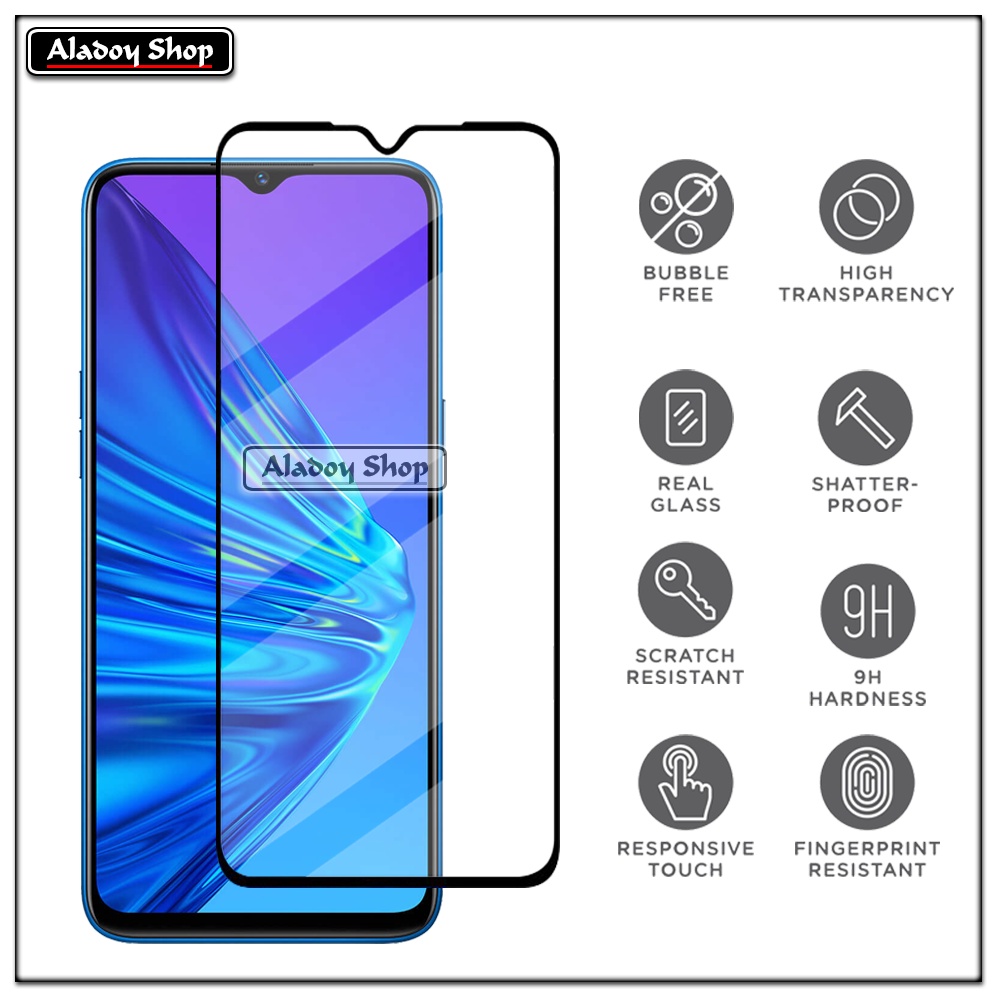 Case REALME 5 Armor Fushion Transparent Casing + Tempered Glass Full Layar dan Skin Carbon