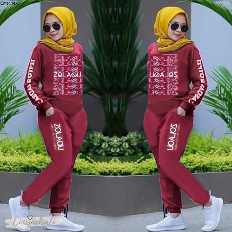 SETELAN BAJU KAOS WANITA SANTAI CELANA ZOLAQU- BAJU MURAH
