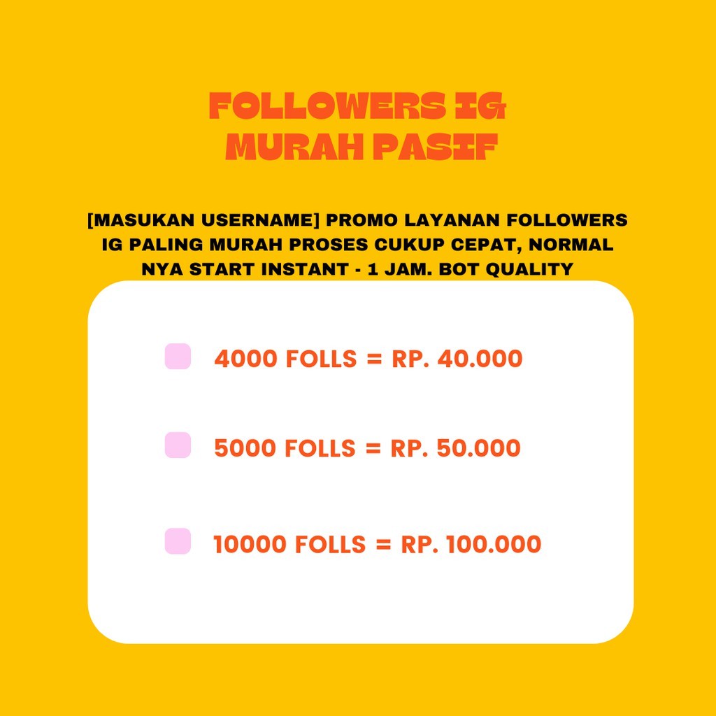 PROMO FOLLOWERS IG PASIF 4000, 5000, 1000 FOLLOWERS MURAH