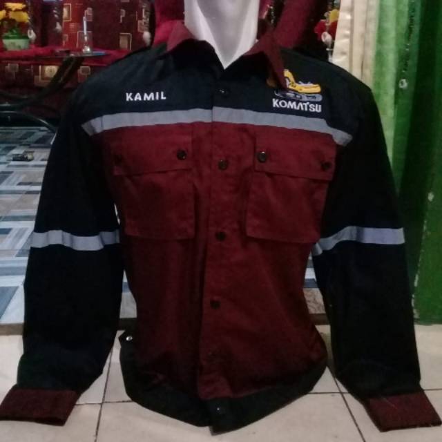 KEMEJA SAFETY PANJANG KOMATSU TERBARU HITAM MARRON