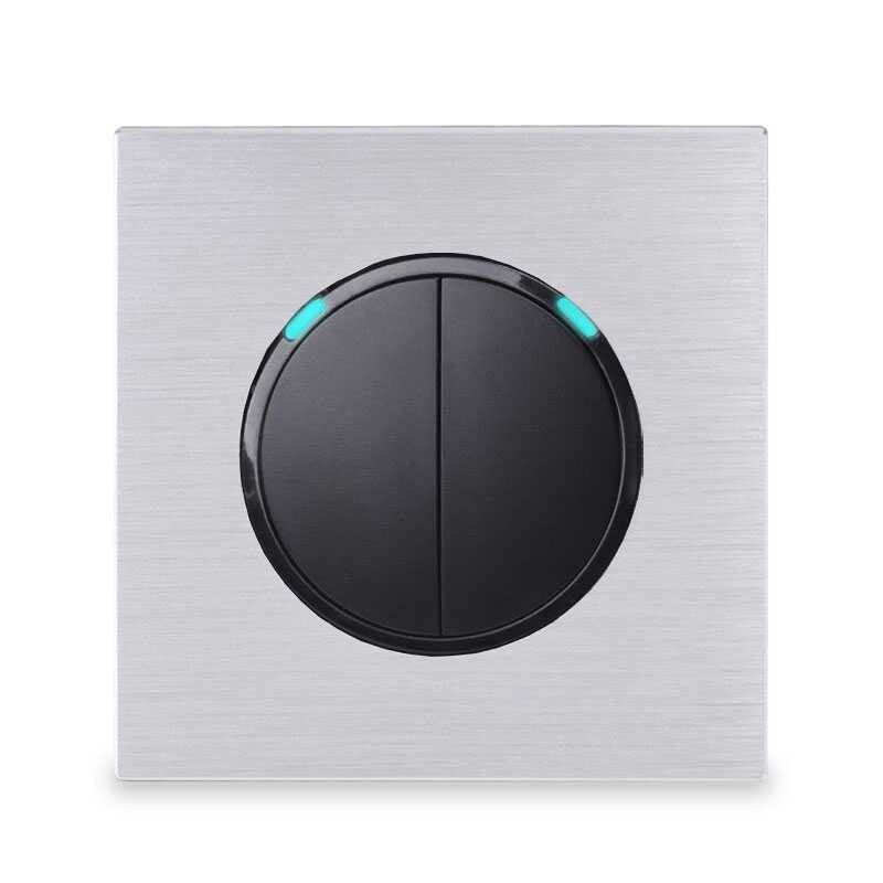 Saklar Lampu Dinding 2 Switch Luxury Bulat Minimalis LED Stainless