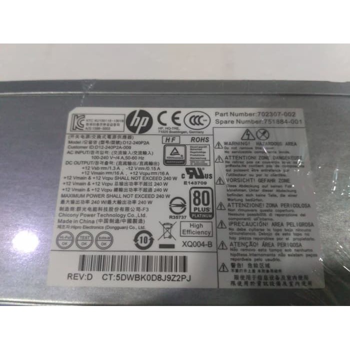 Power Supply PSU HP Prodesk EliteDesk 400 600 800 G2 SFF 240W