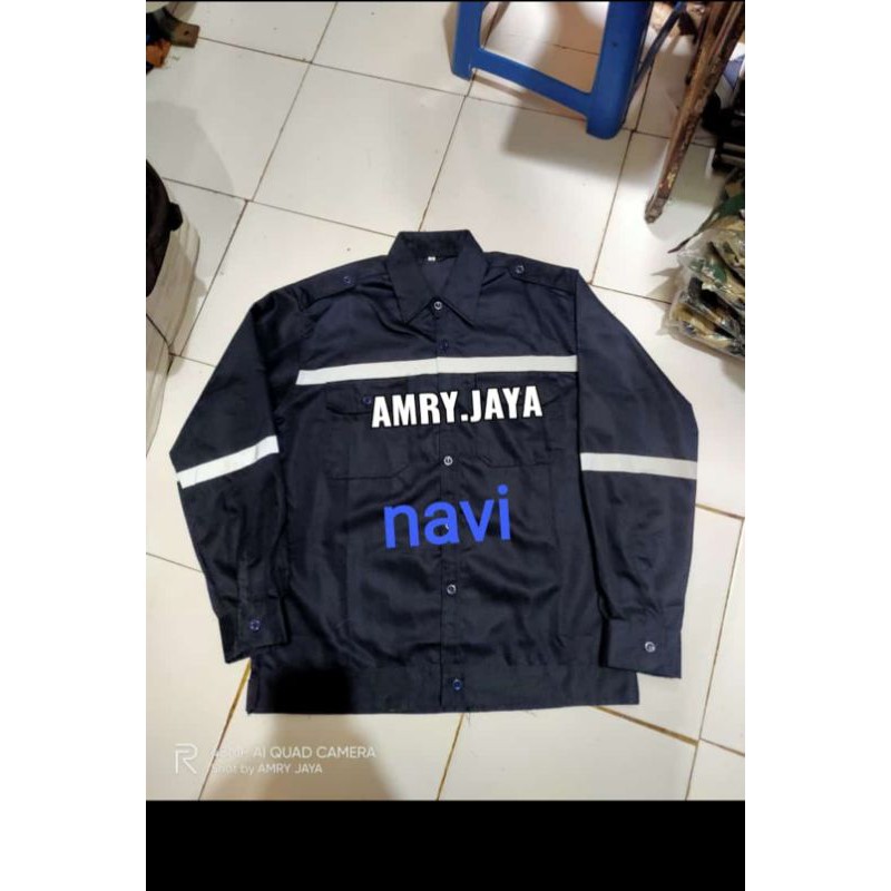 BAJU SAFETY/PROYEK/KERJA LENGAN PANJANG SUDAH TERMASUK BED K3 DAN BENDERA ( AMRY JAYA SURABAYA )