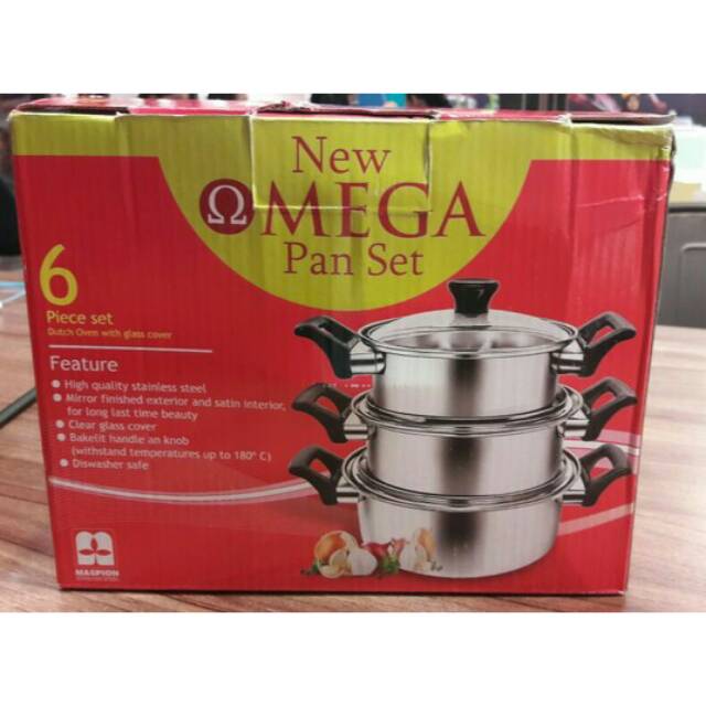 Omega Pan Set 3 pcs Panci 3 susun Stainless Steel MASPION 18 20 22 cm