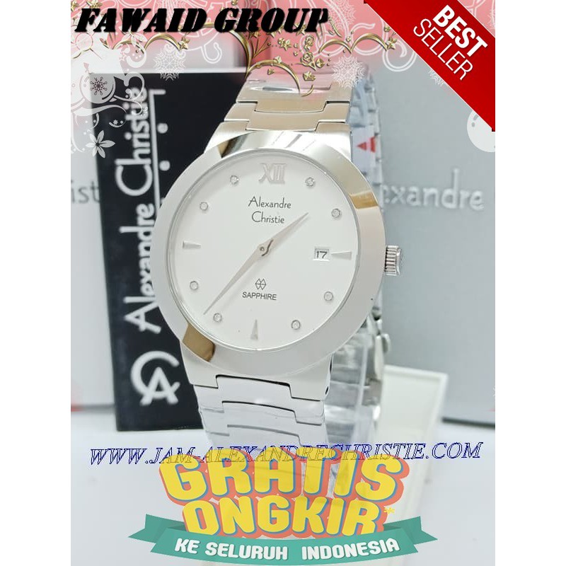 BEST SELLER JAM TANGAN WANITA ALEXANDRE CHRISTIE AC 8569 PRIA SHAPPHIRE SILVER WHITE ORIGINAL