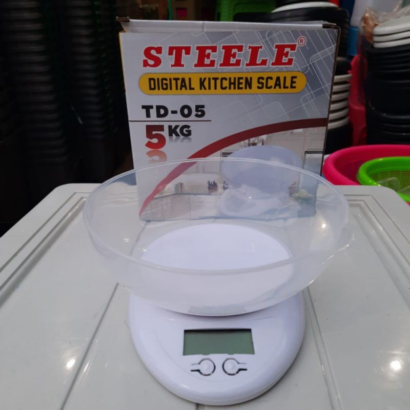 Promo Terbaru!!!Timbangan Digital Kitchen Steele TD-05 Scale 5KG Serbaguna Desain Elegan Dilengkapi Dengan Mangkok Plastik Tidak Mudah Pecah