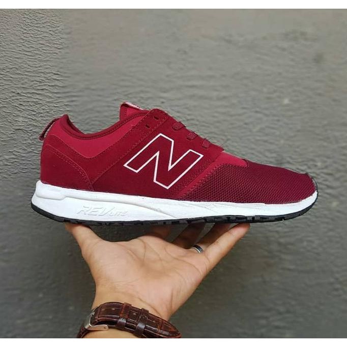 promo sepatu nb rev lite red / merah sneakers pria wanita running gym lari terbaru