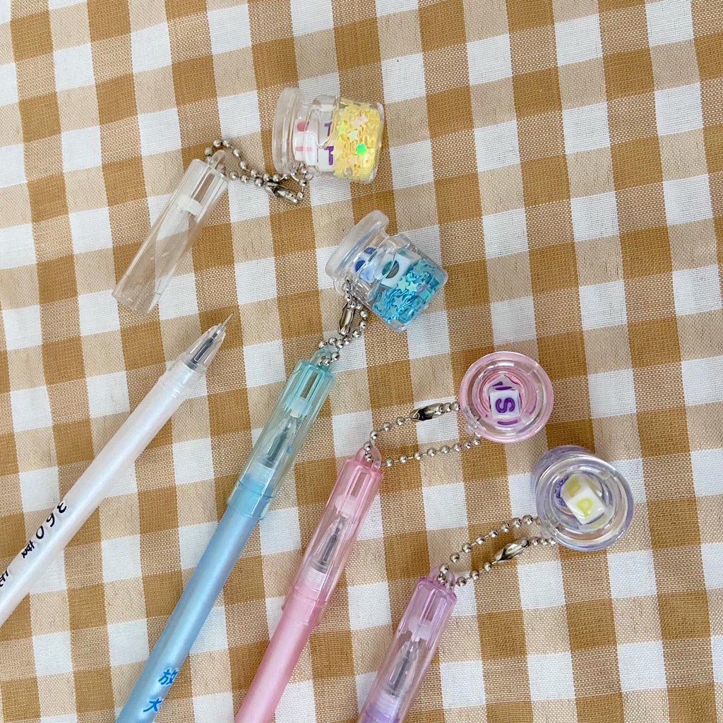 GROSIRAN PULPEN GANTUNGAN RANTAI GELAS DADU TINTA HITAM TERBARU LUCU BOLPEN UNIK PULPEN IMUT TERMURAH READY COD BEST SELLER-3