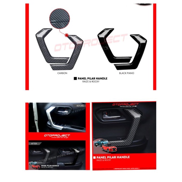 panel pilar inner handle Raize Rocky hitam carbon otoproject