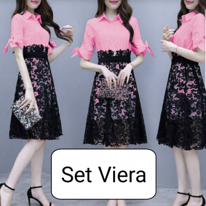 FWG - SET VIERA / SETELAN / STELAN WANITA BRUKAT / STELAN KOREA / BAJU DAN ROK WANITA / PAKAIAN WANITA BARU