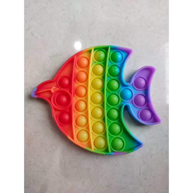 Maninan POP IT Murah Rainbow fidget Push Pop Its Fidget toy Push bubble Kids-Ikan