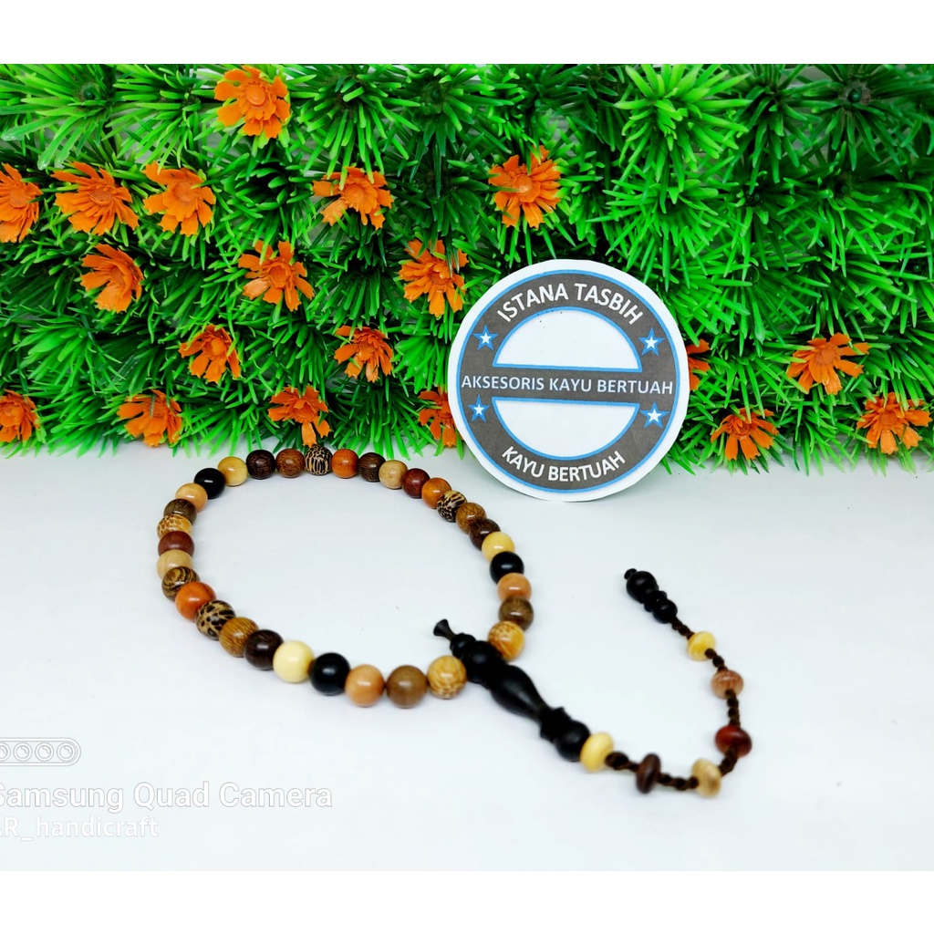 TASBIH KOMBINASI 15 JENIS KAYU BERTUAH 33 BUTIR