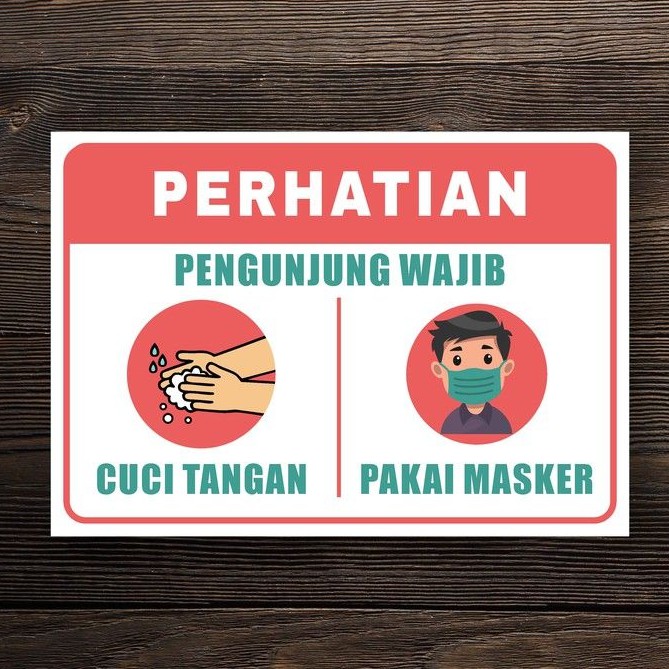 

Sticker New Normal Pengunjung Wajib Cuci Tangan Pakai Masker