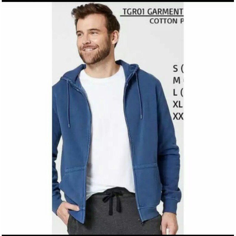 Jaket Pria Target MAN Garment Dyed Fleece Full Zip Hoodie Original Branded