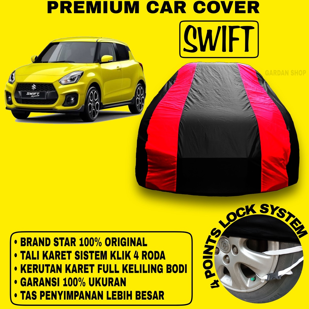 Body Cover SWIFT Sarung Strip MERAH Penutup Pelindung Bodi Mobil Swift PREMIUM Red Cover