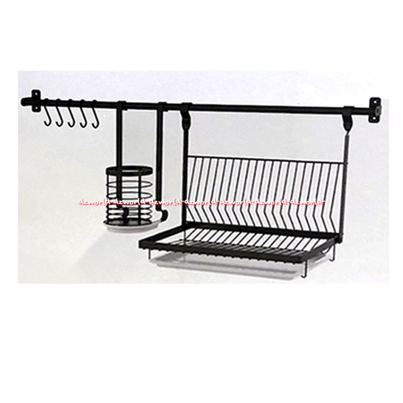 Krischef Hanging Dish Drainer 60cm Black Rak Piring Gantung Rak sendok Kris Stora Kris Chef Alat pengering Piring Sendok