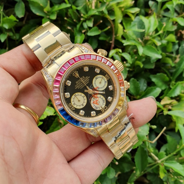 JAM TANGAN ROLEX DAYTONARING DIAMOND RANTAI FULL GOLD