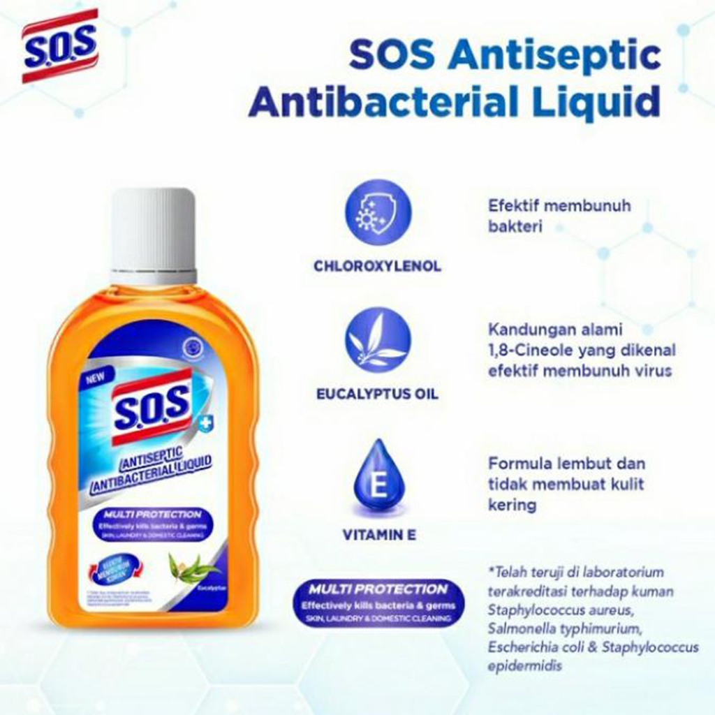 ❤ Under100 ❤ SOS Antiseptic Liquid 250 ml | Antiseptik | Cairan Anti Kuman